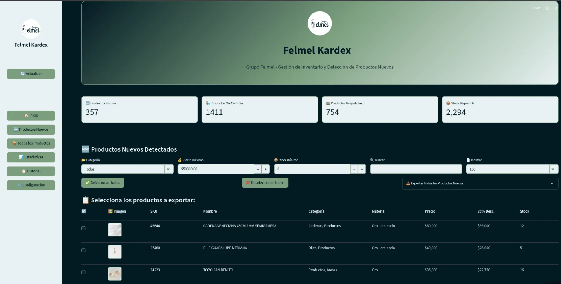Consulta de API's para Sistema de Productos e Inventarios - Captura de pantalla del proyecto